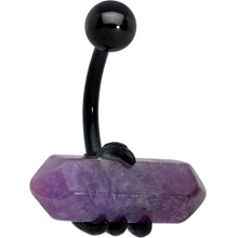 Load image into Gallery viewer, Purple Amethyst Stone Black Claw Belly Ring