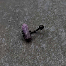 Load image into Gallery viewer, Purple Amethyst Stone Black Claw Belly Ring