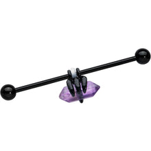 Load image into Gallery viewer, 14G Purple Amethyst Black Claw Industrial Barbell 38mm