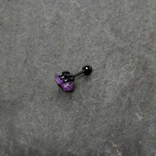 Load image into Gallery viewer, 16G 1/4 Purple Amethyst Black Claw Obelisk Cartilage Earring