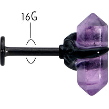 Load image into Gallery viewer, 16G 5/16 Purple Amethyst Black Claw Obelisk Labret Monroe Tragus
