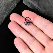 Load image into Gallery viewer, 16G 3/8 Purple Amethyst Black Claw Obelisk Hinged Segment Ring