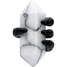 Load image into Gallery viewer, 16G 5/16 White Howlite Black Claw Obelisk Labret Monroe Tragus
