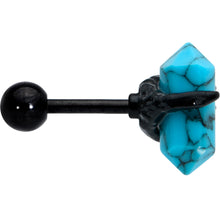 Load image into Gallery viewer, 16G 1/4 Blue Turquoise Black Claw Obelisk Cartilage Earring