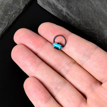 Load image into Gallery viewer, 16G 3/8 Blue Turquoise Black Claw Obelisk Hinged Segment Ring