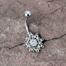 Load image into Gallery viewer, Clear Gem Rococo Starry Flower Baroque Belly Ring