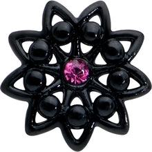 Load image into Gallery viewer, 16G 5/16 Pink Gem Black Midnight Flower Labret Monroe Tragus