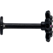 Load image into Gallery viewer, 16G 5/16 Pink Gem Black Midnight Flower Labret Monroe Tragus