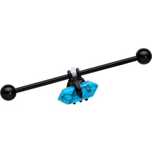 Load image into Gallery viewer, 14G Blue Turquoise Black Claw Industrial Barbell 38mm