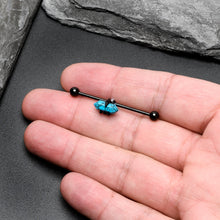 Load image into Gallery viewer, 14G Blue Turquoise Black Claw Industrial Barbell 38mm