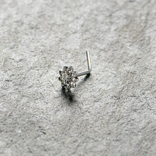 Load image into Gallery viewer, 20G 7mm Clear Gem Elegant Starry Flower L Shape Nose Ring