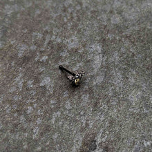Load image into Gallery viewer, 20G 1/4 Clear Yellow Gem Black Butterfly Nose Bone