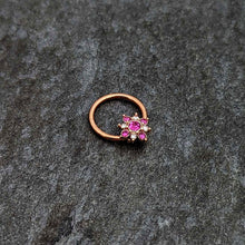 Load image into Gallery viewer, 16G 3/8 Pink Gem Rose Gold Tone Glamour Star Hinged Segment Ring