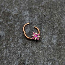 Load image into Gallery viewer, 16G 3/8 Pink Gem Rose Gold Tone Glamour Star Hinged Segment Ring
