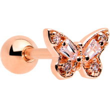 Load image into Gallery viewer, 16G 1/4 Clear Gem Rosy Tone Opulent Butterfly Cartilage Earring