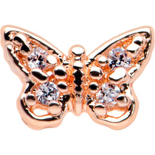Load image into Gallery viewer, 20G 7mm Clear Gem Baroque Rosy Butterfly L Shape Nose Ring