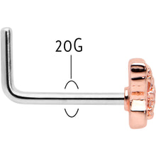 Load image into Gallery viewer, 20G 7mm Clear Gem Baroque Rosy Butterfly L Shape Nose Ring