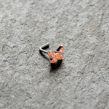 Load image into Gallery viewer, 20G 7mm Clear Gem Baroque Rosy Butterfly L Shape Nose Ring