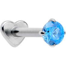 Load image into Gallery viewer, 16G 5/16 Blue CZ ASTM F-136 Implant Grade Titanium Threadless Heart End Labret