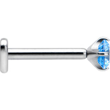 Load image into Gallery viewer, 16G 5/16 Blue CZ ASTM F-136 Implant Grade Titanium Threadless Heart End Labret