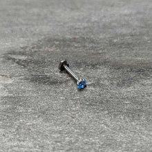 Load image into Gallery viewer, 16G 5/16 Blue CZ ASTM F-136 Implant Grade Titanium Threadless Heart End Labret