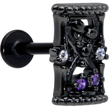 Load image into Gallery viewer, 16G 5/16 Purple Gem Black Gothic Hourglass Labret Monroe Tragus