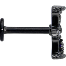 Load image into Gallery viewer, 16G 5/16 Purple Gem Black Gothic Hourglass Labret Monroe Tragus