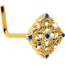 Load image into Gallery viewer, 20G 1/4 Gold Tone Lacy Rhombus L Shape Nose Ring