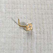 Load image into Gallery viewer, 20G 1/4 Gold Tone Lacy Rhombus L Shape Nose Ring
