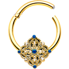 Load image into Gallery viewer, 16G 3/8 Gold Tone Lacy Rhombus Hinged Segment Ring