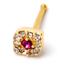 Load image into Gallery viewer, 20G 1/4 Clear Pink Gem Gold Tone Open Eye Nose Bone