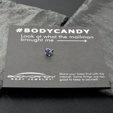 Load image into Gallery viewer, 20G 1/4 Clear Blue Gem Embellished Cross Nose Bone