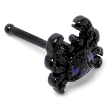 Load image into Gallery viewer, 20G 1/4 Purple Gem Black Chic Crab Nose Bone