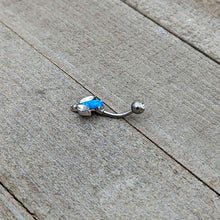 Load image into Gallery viewer, Blue Synthetic Opal Style Flower Belly Ring