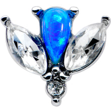 Load image into Gallery viewer, 16G 1/4 Blue Synthetic Opal Style Flower Cartilage Tragus Earring