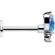 Load image into Gallery viewer, 16G 5/16 Blue Synthetic Opal Style Flower Labret Monroe Tragus