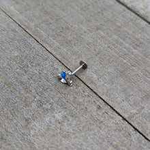 Load image into Gallery viewer, 16G 5/16 Blue Synthetic Opal Style Flower Labret Monroe Tragus