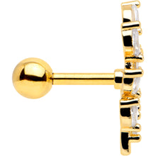 Load image into Gallery viewer, 16G 1/4 Clear CZ Gem Gold Hue Flower Vine Cartilage Tragus Earring
