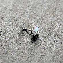 Load image into Gallery viewer, 20G 7mm White Synthetic Opal Style Flower L Shape Nose Ring