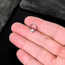 Load image into Gallery viewer, 16G 3/8 White Faux Opal Style Flower Hinged Segment Ring