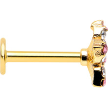 Load image into Gallery viewer, 16G 5/16 Pink Gem Gold Tone Texture Star Labret Monroe Tragus