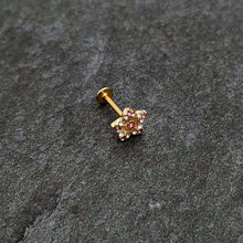 Load image into Gallery viewer, 16G 5/16 Pink Gem Gold Tone Texture Star Labret Monroe Tragus