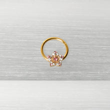 Load image into Gallery viewer, 16G 3/8 Pink Clear Gem Gold Tone Texture Star Hinged Segment Ring