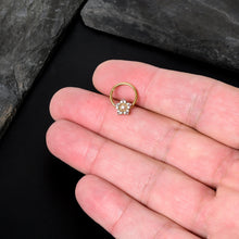 Load image into Gallery viewer, 16G 3/8 Pink Clear Gem Gold Tone Texture Star Hinged Segment Ring