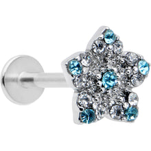Load image into Gallery viewer, 16G 5/16 Clear Blue Gem Opulent Flower Labret Monroe Tragus