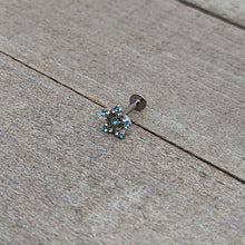 Load image into Gallery viewer, 16G 5/16 Clear Blue Gem Opulent Flower Labret Monroe Tragus