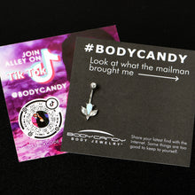 Load image into Gallery viewer, White Faux Opal Drop Flower Belly Ring