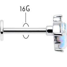 Load image into Gallery viewer, 16G 5/16 White Synthetic Opal Flower Labret Monroe Tragus