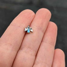 Load image into Gallery viewer, 16G 5/16 White Synthetic Opal Flower Labret Monroe Tragus