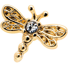 Load image into Gallery viewer, 16G 1/4 Clear Gem Gold Tone Flying Dragonfly Cartilage Earring